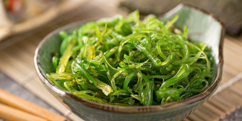 A delicious fresh seaweed salad.