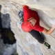 Female rock climber at Riverside Quarry, California