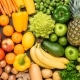 Healthy eating ingredients: fresh vegetables and fruits